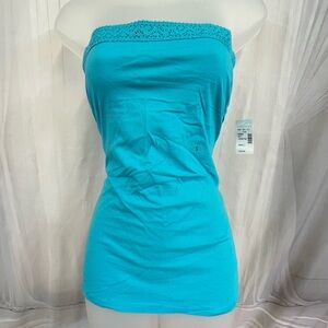 NWT Maurices Teal Blue Long Sleeveless Cami Tube Top Size Small S Embroidered
